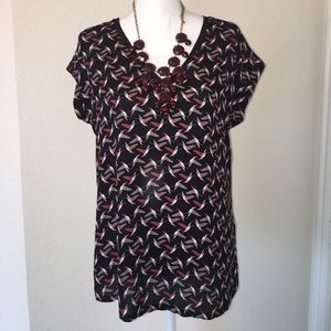 V Neck Cap-Sleeve Blouse